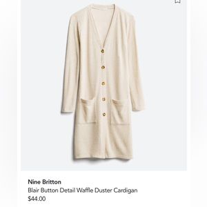 Nine Britton Blair Button Detail Waffle Duster Cardigan Stitchfix beige medium